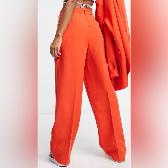 COLLUSION Tailored Straight Leg Red Pants in Size 4 - Picture 1 of 13